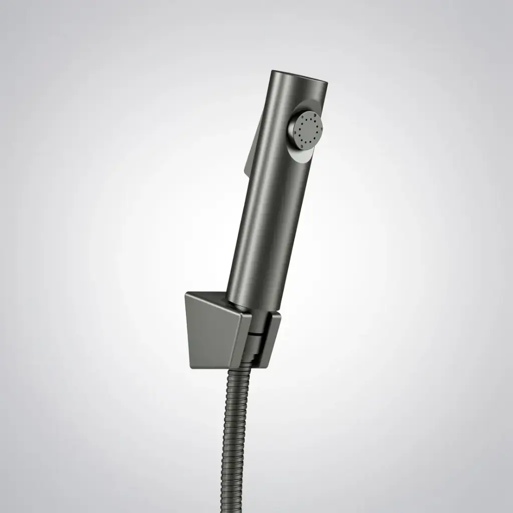 [41472] Round Gun Metal Grey ABS Toilet Bidet Spray Kit with Stainless Steel Hose