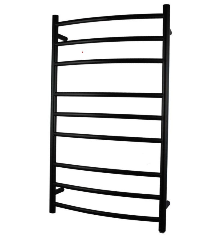 [41165] Round Matte Black Electric Heated Towel Rack 9 Bars