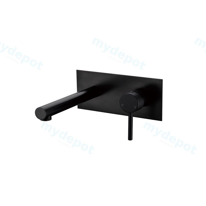 [55227] Round Wall/Basin Mixer W/Spout Matte Black