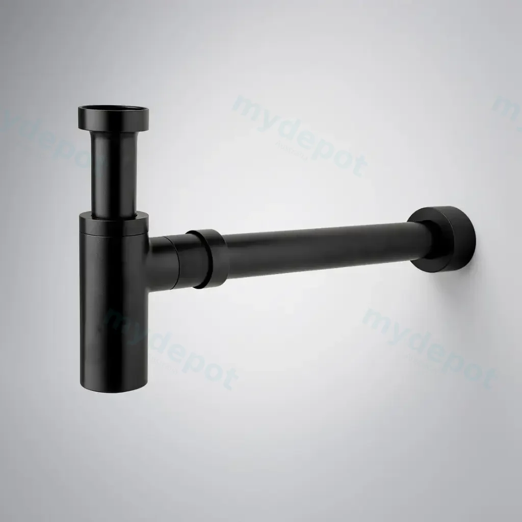 Rund Brass Bottle Trap Matte Black