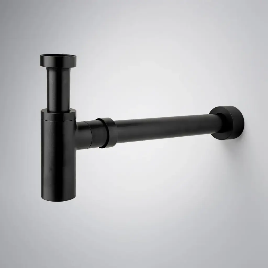 [55548] Rund Brass Bottle Trap Matte Black