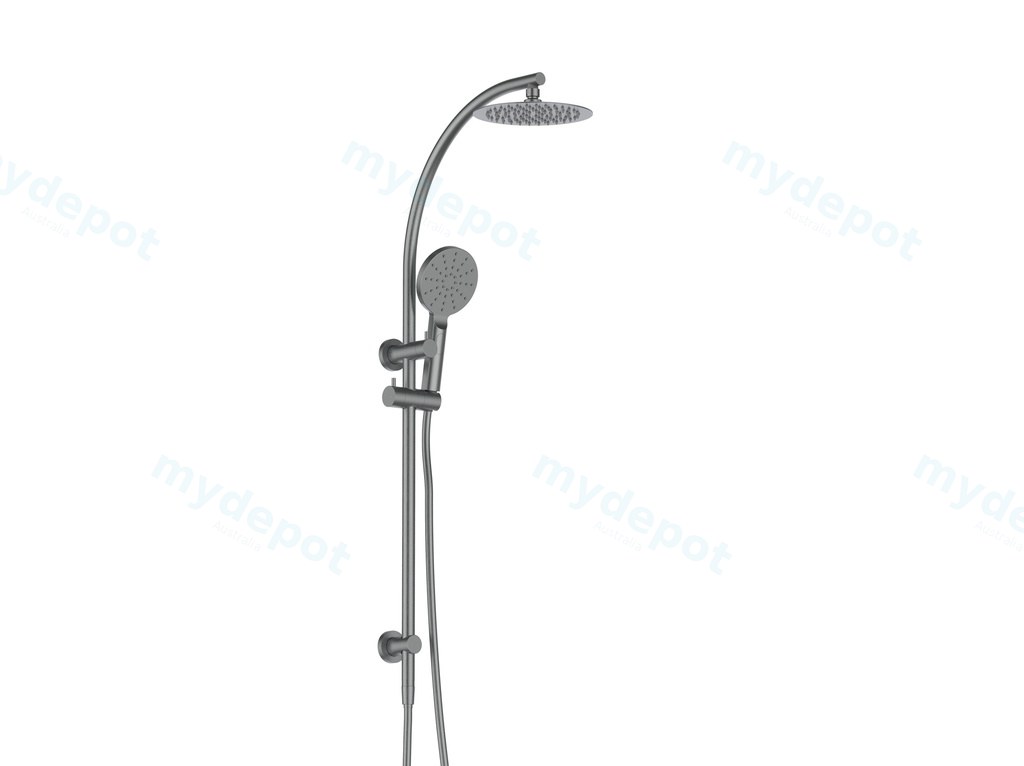 [55058] Rund Brushed Gun Metal Sliding Rail With 3 Spray Function Hand Shower
