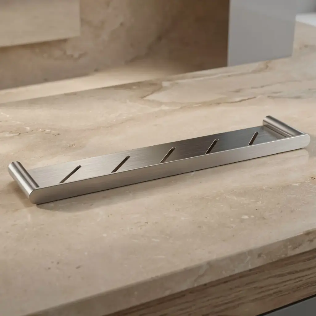 [40060] Rushy Brushed Nickel Round Stainless Steel Shelf