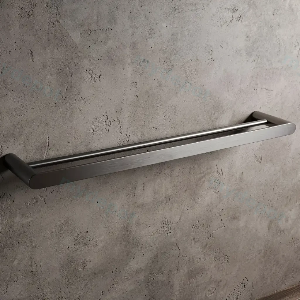 Rushy Gun Metal Grey Double Towel Rail 800mm