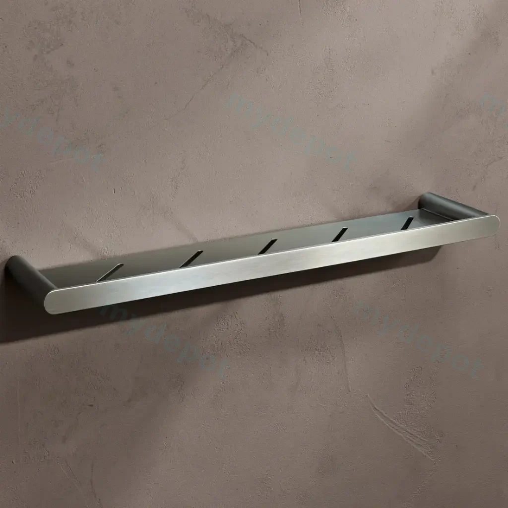 Rushy Gun Metal Grey Round Stainless Steel Shelf