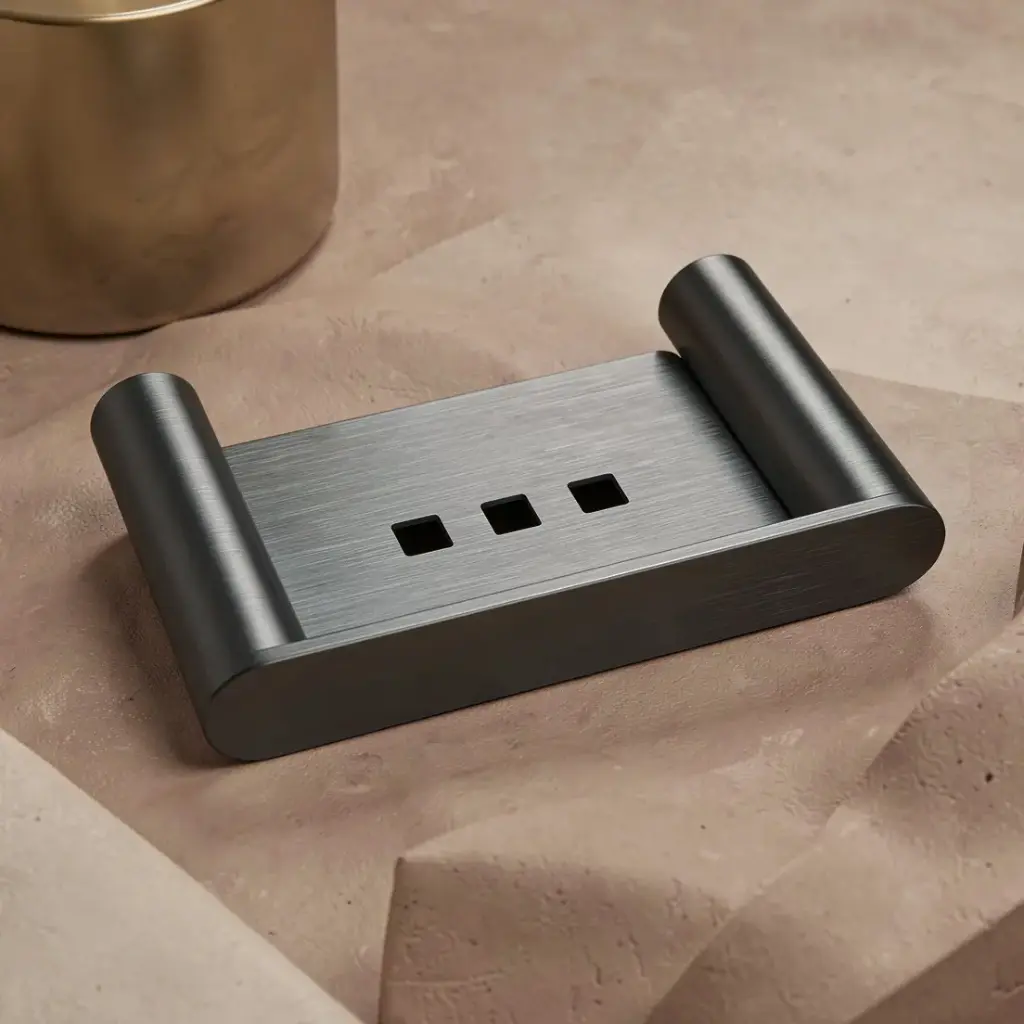 [40048] Rushy Gun Metal Grey Soap Dish Holder