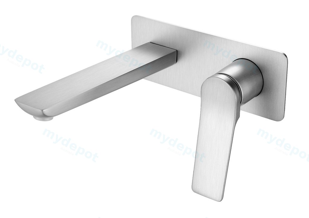 Rushy Square Brushed Nickel Wall Mixer With Spout