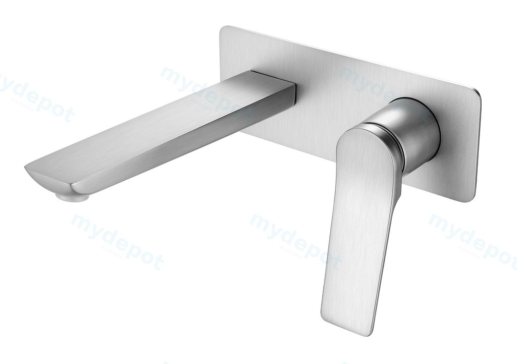 [40013] Rushy Square Brushed Nickel Wall Mixer with Spout