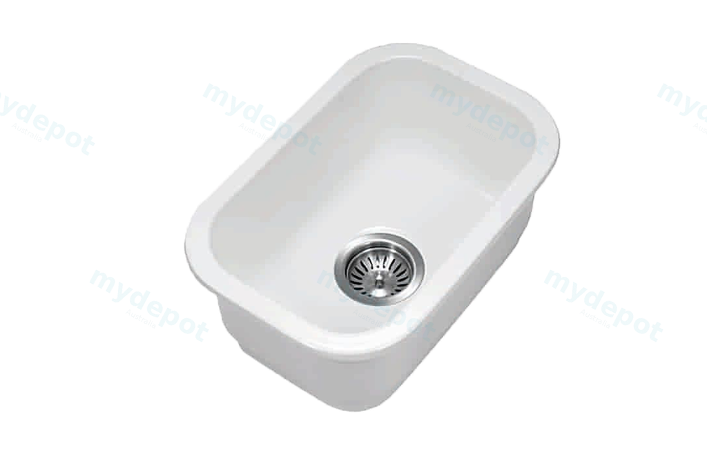[56044] Size:330*483*184mm Gloss White Elba Fine Fireclay Bar Sink Grid And Waste Included