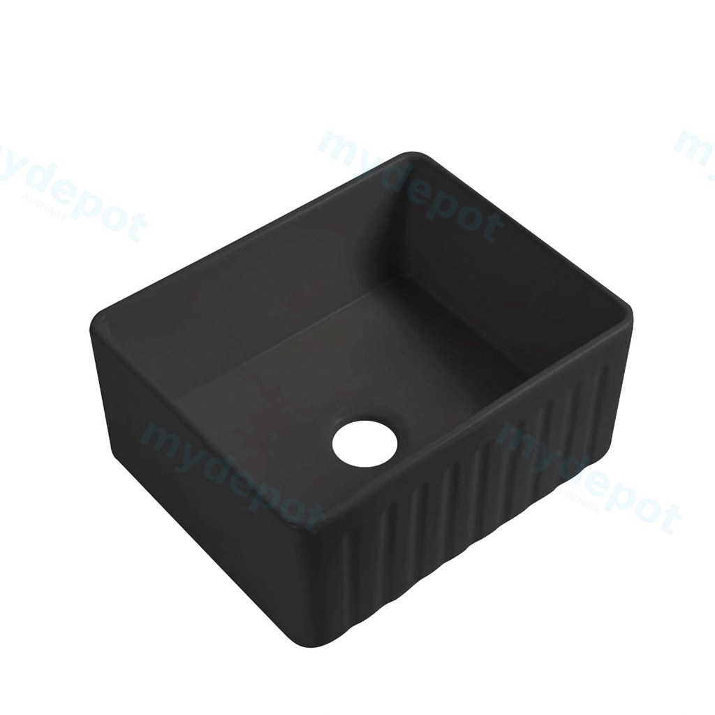 Size:610*459*254mm Bowl Size:574*423*232mm Matte Black Rocca Fine Fireclay Farm House Buttler Sink Single Bowl Grid And Waste Included