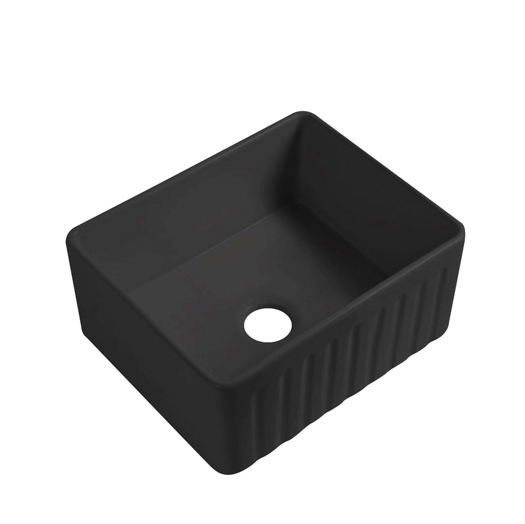 [56025] Size:610*459*254mm Bowl Size:574*423*232mm Matte Black Rocca Fine Fireclay Farm House Buttler Sink Single Bowl Grid And Waste Included
