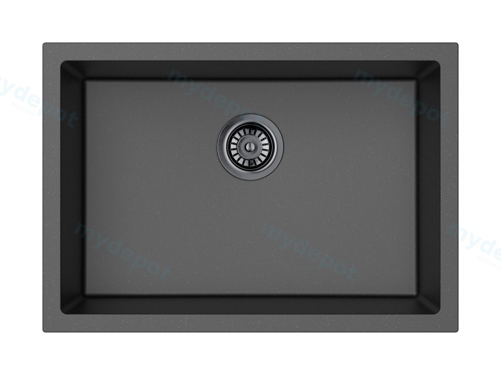 Size:660*460*225mm Bowl:397X598X225mm Matte Black Crete Granite Sink Single Bowl