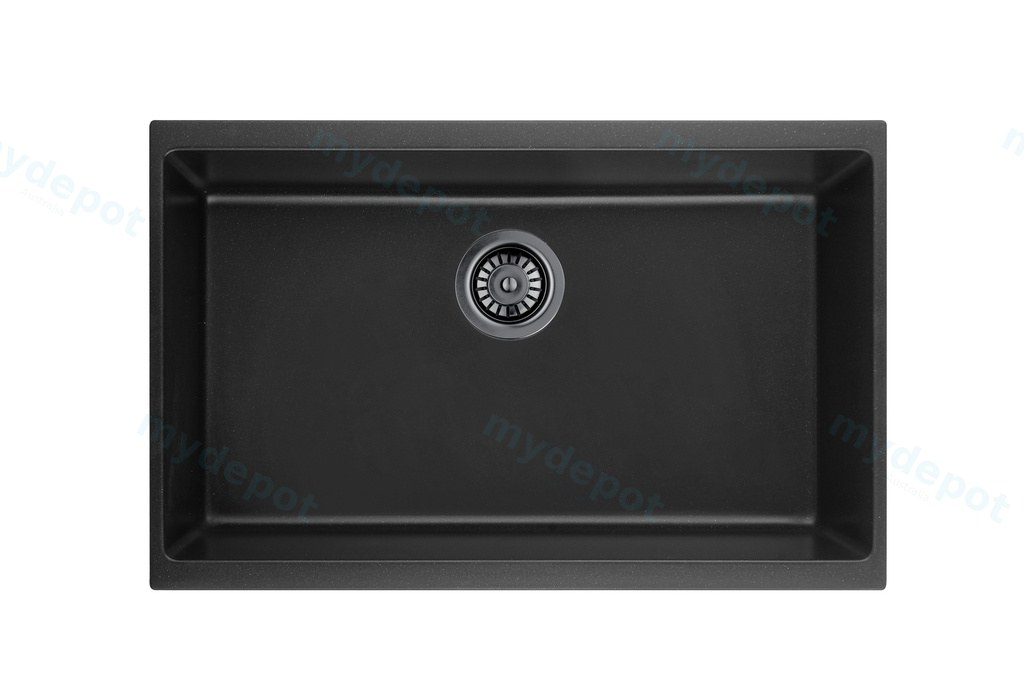 Size:730*460*207mm Bowl:398X698X207mm Matte Black Crete Granite Sink Single Bowl