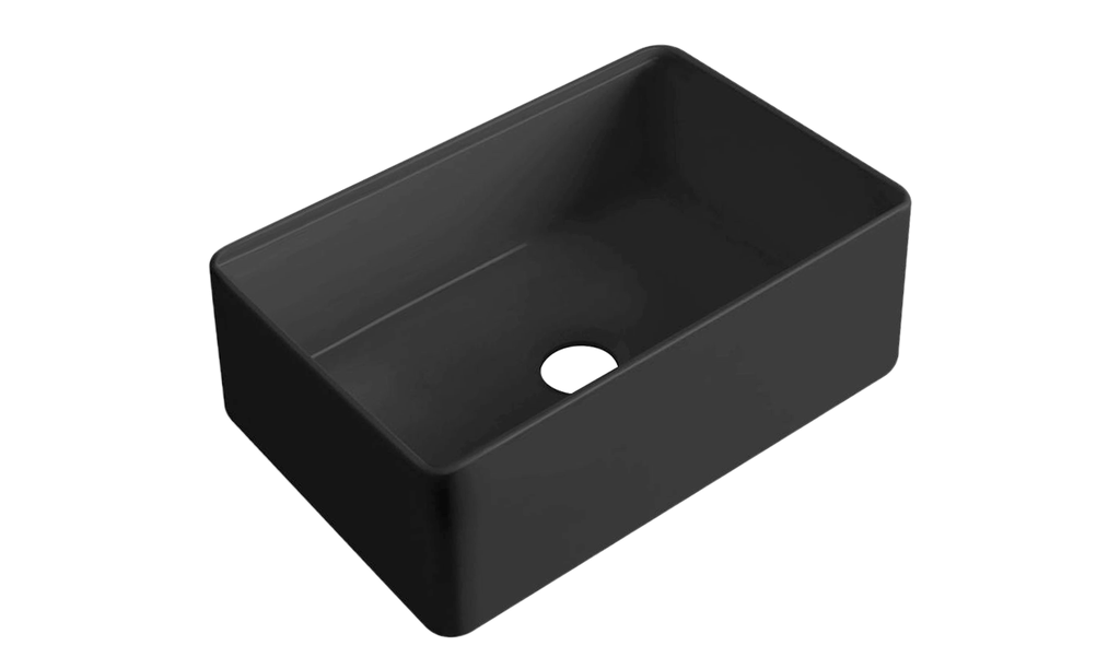 [56027] Size:760*459*254mm Bowl Size:724*423*232mm Matte Black Rocca Fine Fireclay Farm House Buttler Sink Single Bowl Grid And Waste Included