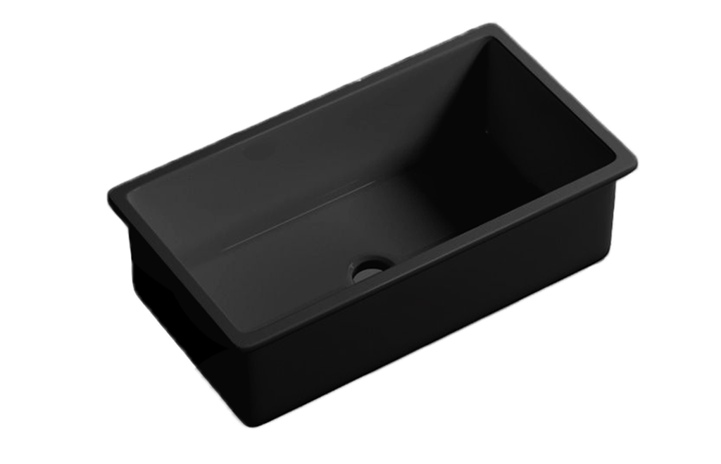 [56036] Size:760*459*254mm Matte Black Procida Fine Fireclay Inset/Undermount Sink Single Bowl,Grid And Waste Included