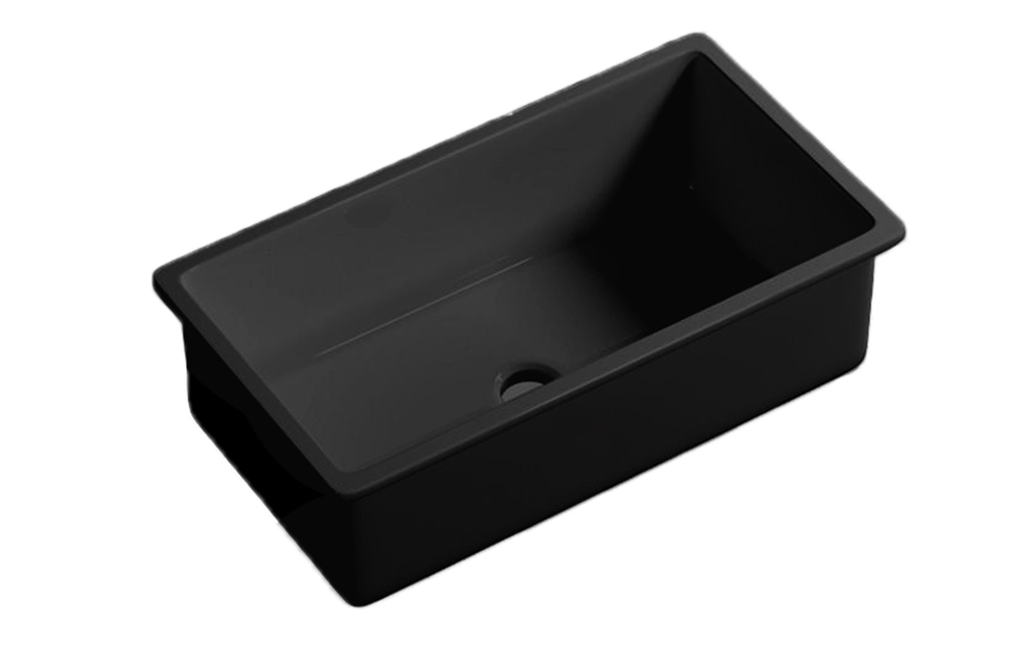 [56036] Size:760*459*254mm Matte Black Procida Fine Fireclay Inset/Undermount Sink Single Bowl,Grid And Waste Included