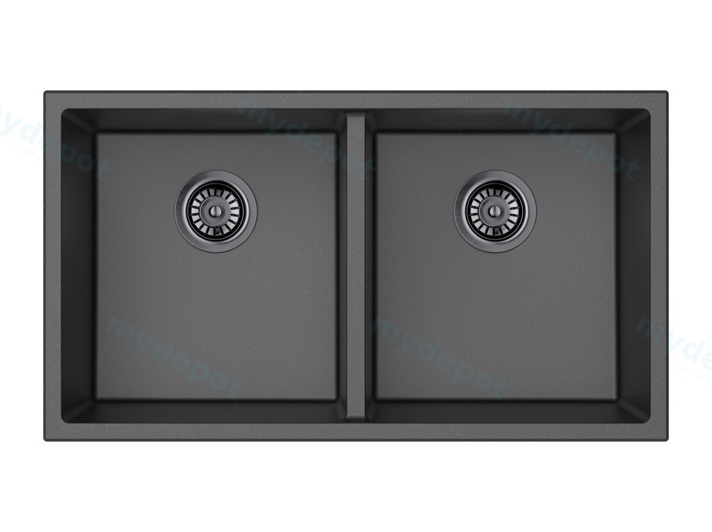 Size:813*457*241mm Bowl:761*405*241mm Matte Black Crete Granite Sink Double Bowl