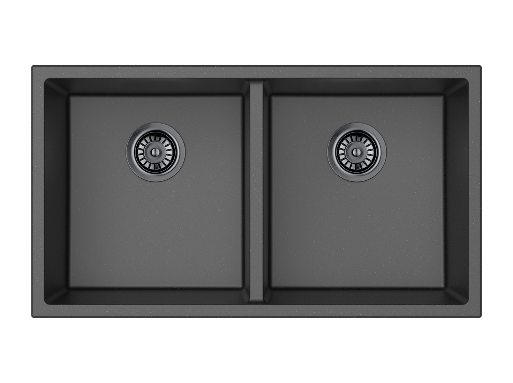 [55991] Size:813*457*241mm Bowl:761*405*241mm Matte Black Crete Granite Sink Double Bowl