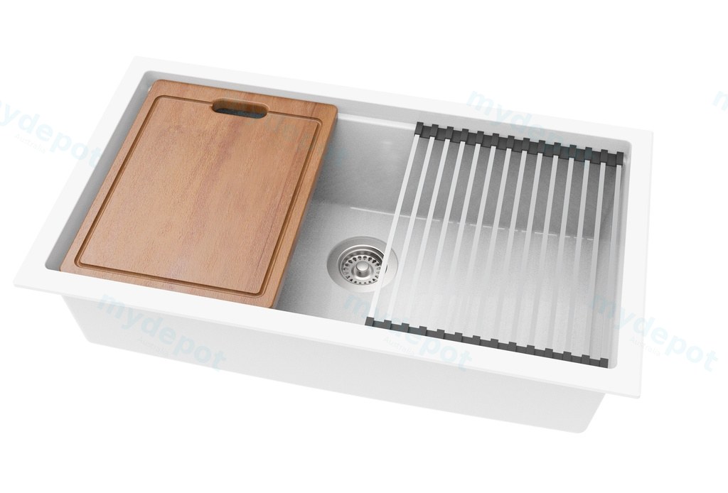 [56002] Size:825*470*241mm Bowl Size:760*381*241mm Artic White Gabrio Granite Sink With Work Station,Single Bowl
