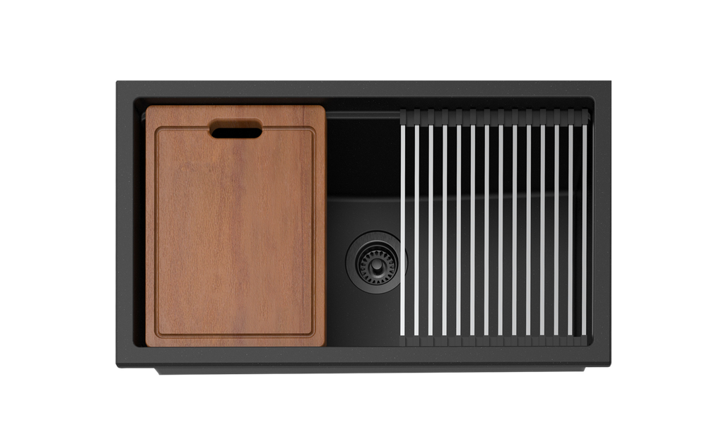 [56001] Size:825*470*241mm Bowl Size:760*381*241mm Matte Black Gabrio Granite Sink With Work Station,Single Bowl