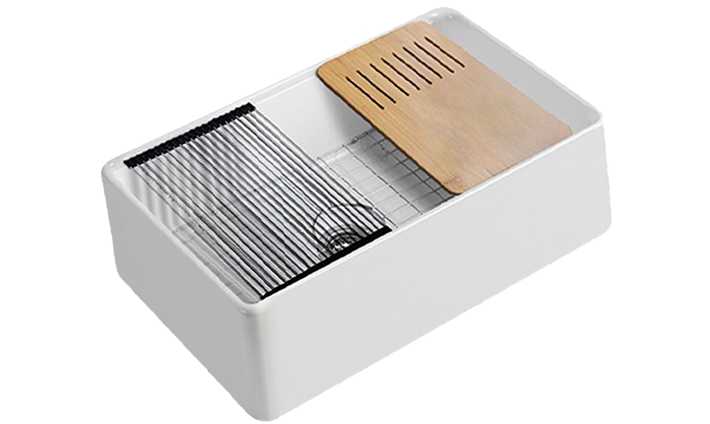 [56033] Size:835*508*254mm Bowl Size:799*436*232mm Gloss White Orta Fine Fireclay Farmhouse Sink With Work Station Single Bowl