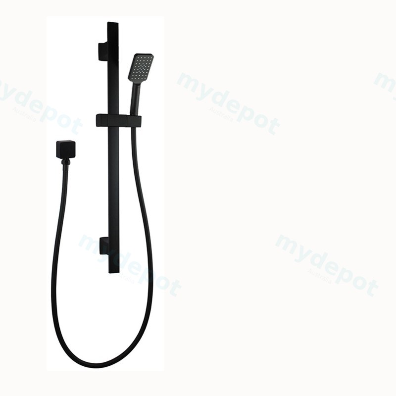 [40335] Square Black Handheld Shower With Rail