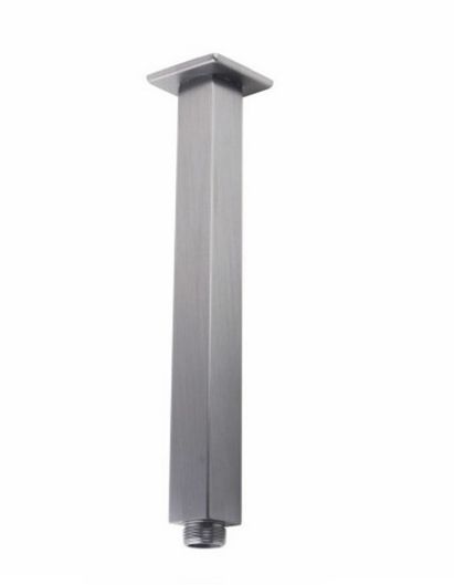 Square Brushed Nickel Ceiling Shower Arm 400mm