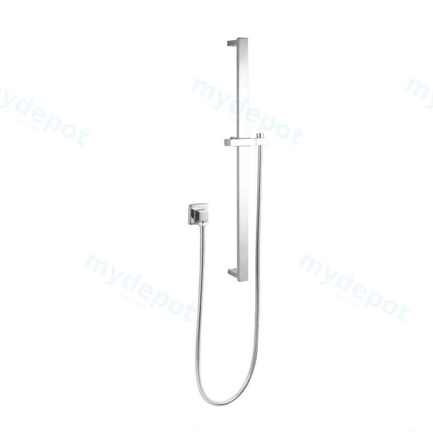 Square Chrome Hand Shower Rail without Handheld Shower(PVC Hose)