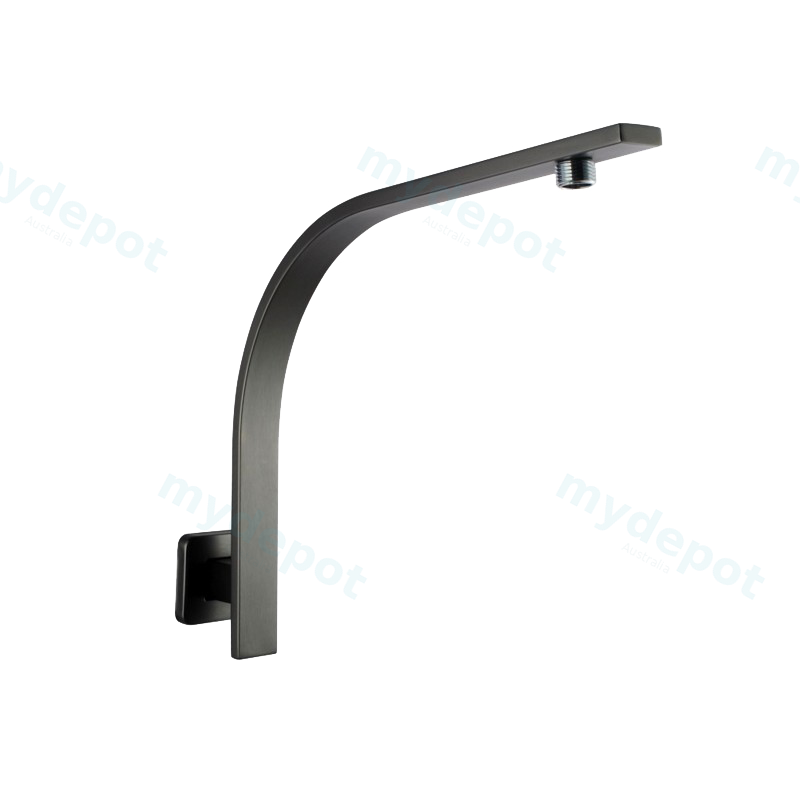 Square Gun Metal Grey Gooseneck Wall Shower Arm