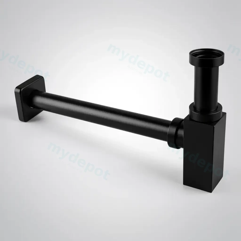 [41092] Square Matte Black Square Bottle Trap 32mm