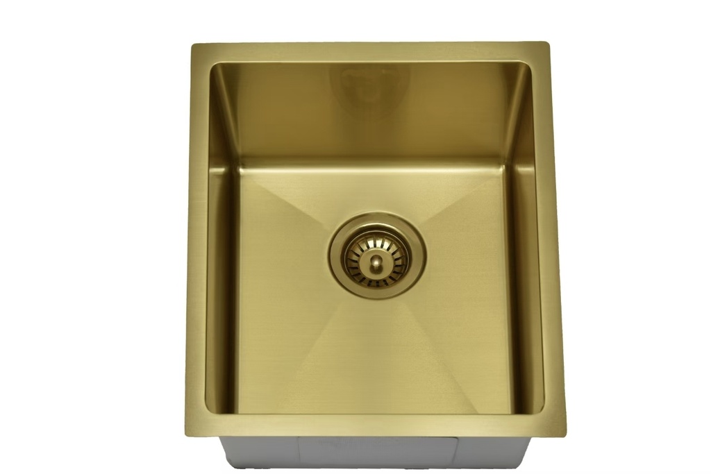 Eden Single Bowl Sink 340 x 400mm Undermount Sink (304 Stainless Steel)-Brushed Gold