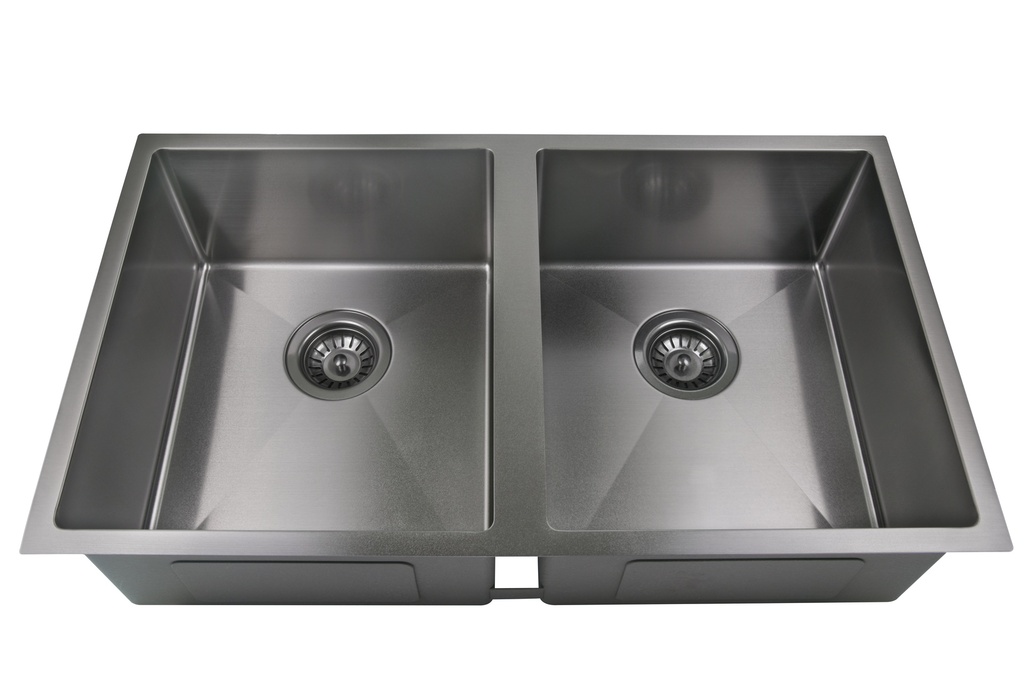 Eden Double Bowl Sink 340 x 400mm X2 Undermount Sink (304 Stainless Steel)-Gun Metal