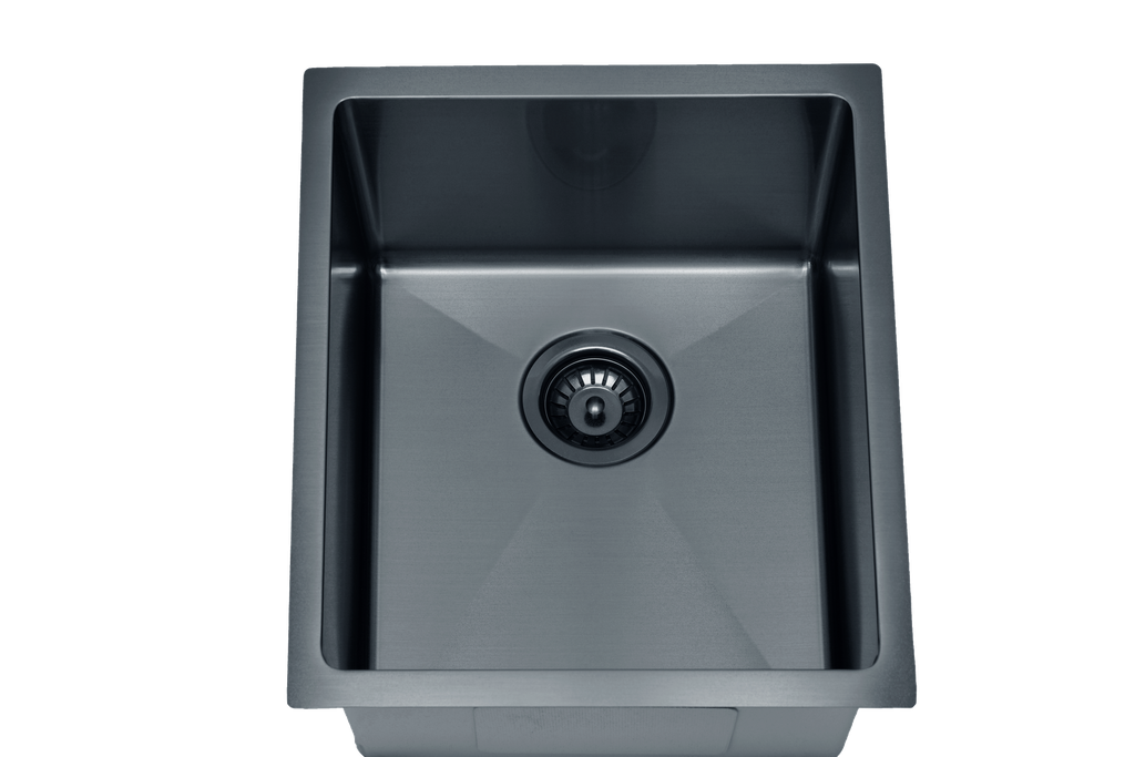 Eden Abovemount / Undermount Single Bowl Sink 10R Corner Matte Black 340 x 400mm (304 Stainless Steel)
