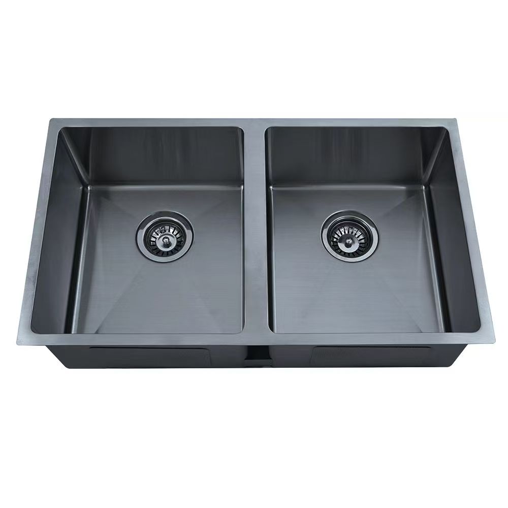 Eden Double Bowl Sink 340 x 400mm X2 Undermount Sink (304 Stainless Steel)-Matt Black