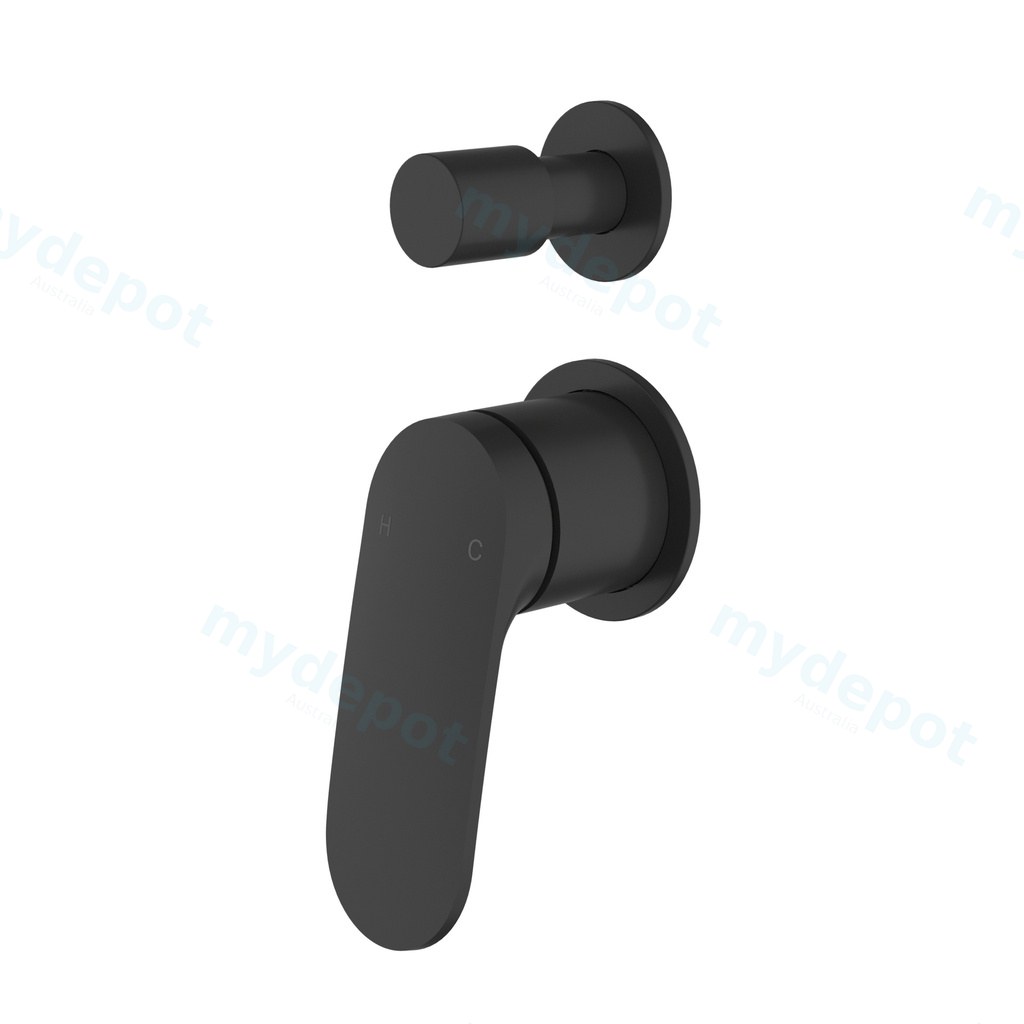 Sulu II Wall Diverter Mixer Trim Kits With Separate Cover Plate Matt Black