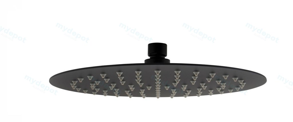 Super-slim Round Black Rainfall Shower Head 250mm