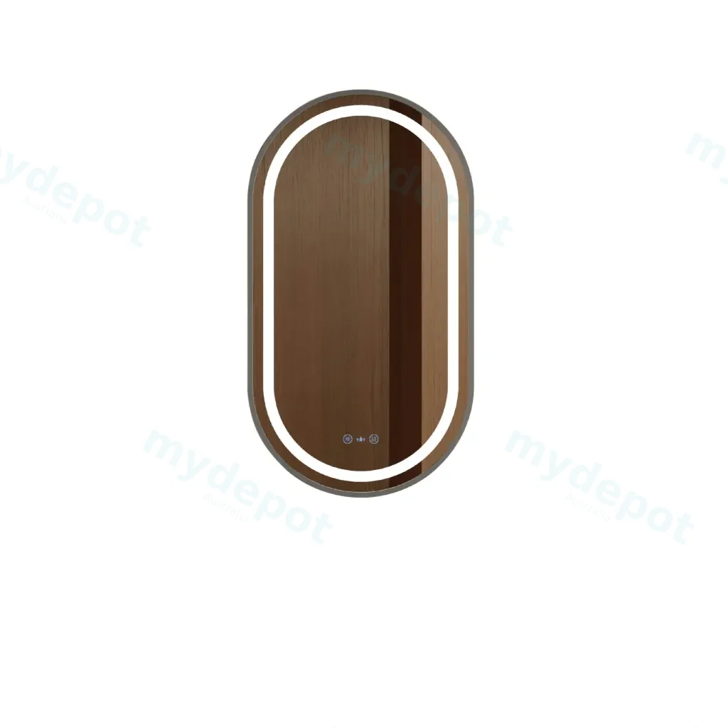 Venus Series 500x900x35mm Gun Metal Oval LED Mirror