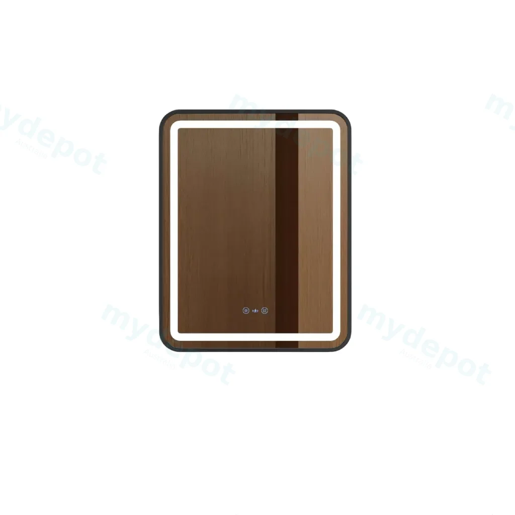 [50642] Venus Series 600x750x35mm Matt Black Square LED Mirror