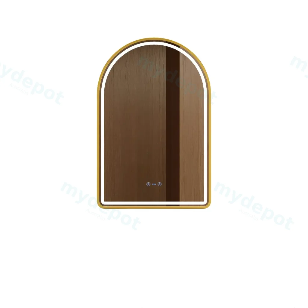 Venus Series 600x900x35mm Brushed Gold Arch LED Mirror