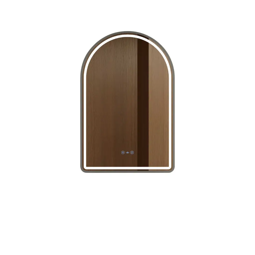 Venus Series 600x900x35mm Gun Metal Arch LED Mirror