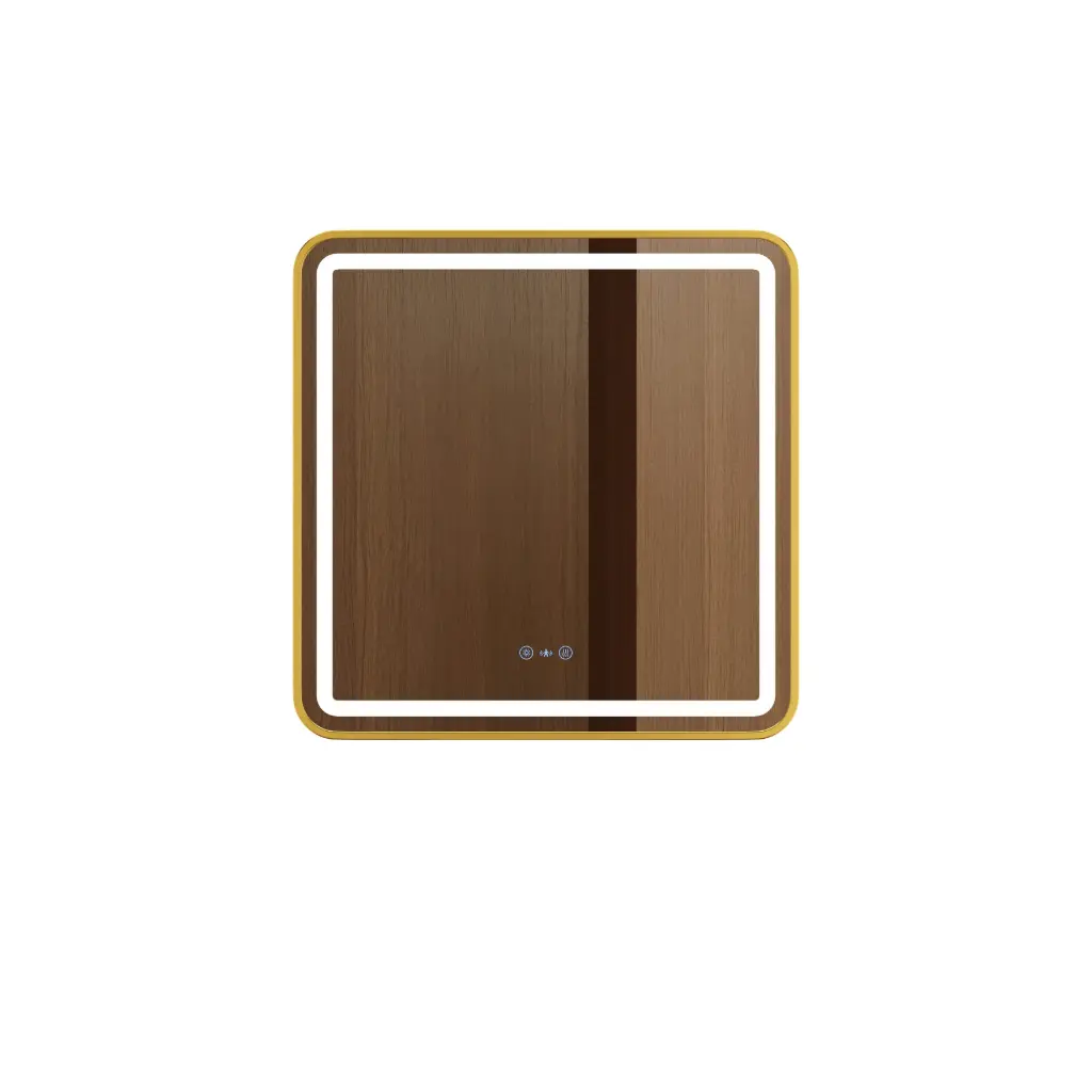 [50651] Venus Series 900x750x45mm Brushed Gold Square LED Mirror