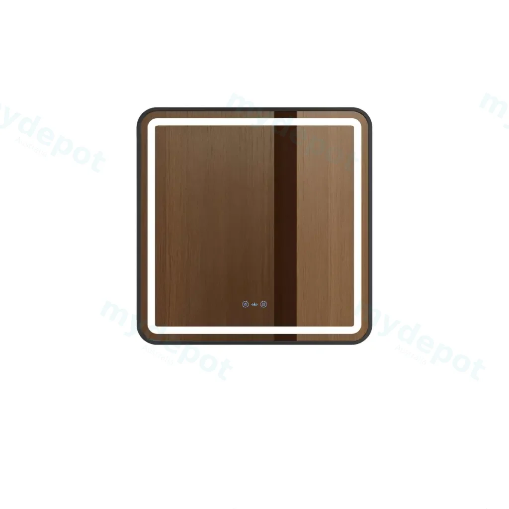 Venus Series 900x750x45mm Matt Black Square LED Mirror