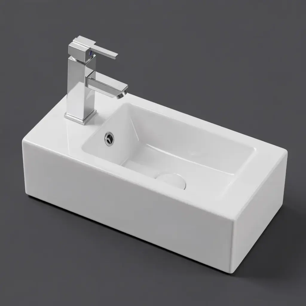 Rosa Wall Hung Basin With Overflow Left Side Tap Hole Gloss White 