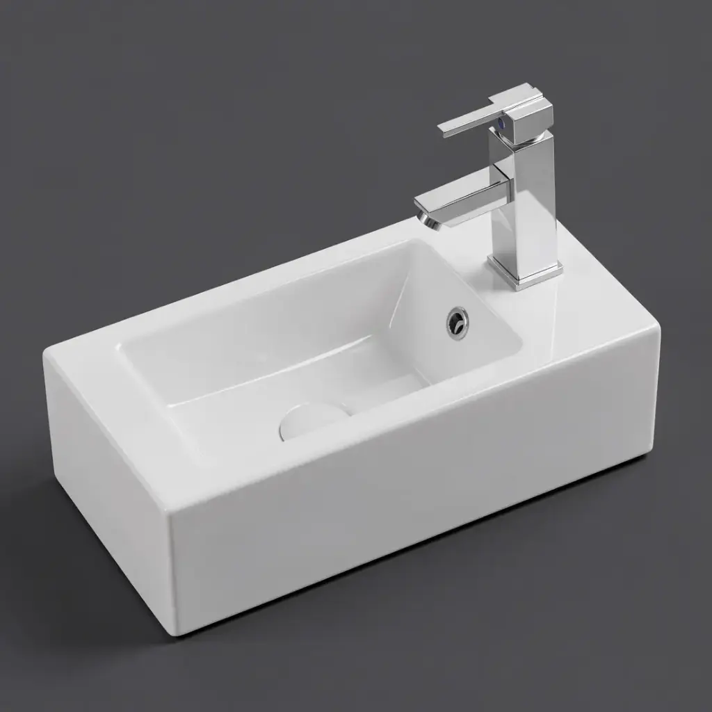 Rosa Wall Hung Basin With Overflow Right Side Tap Hole Gloss White