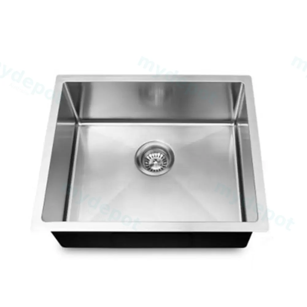 Round Corner Chrome Stainless Steel Handmade Single Bowl Kitchen Sink 440*440*230mm