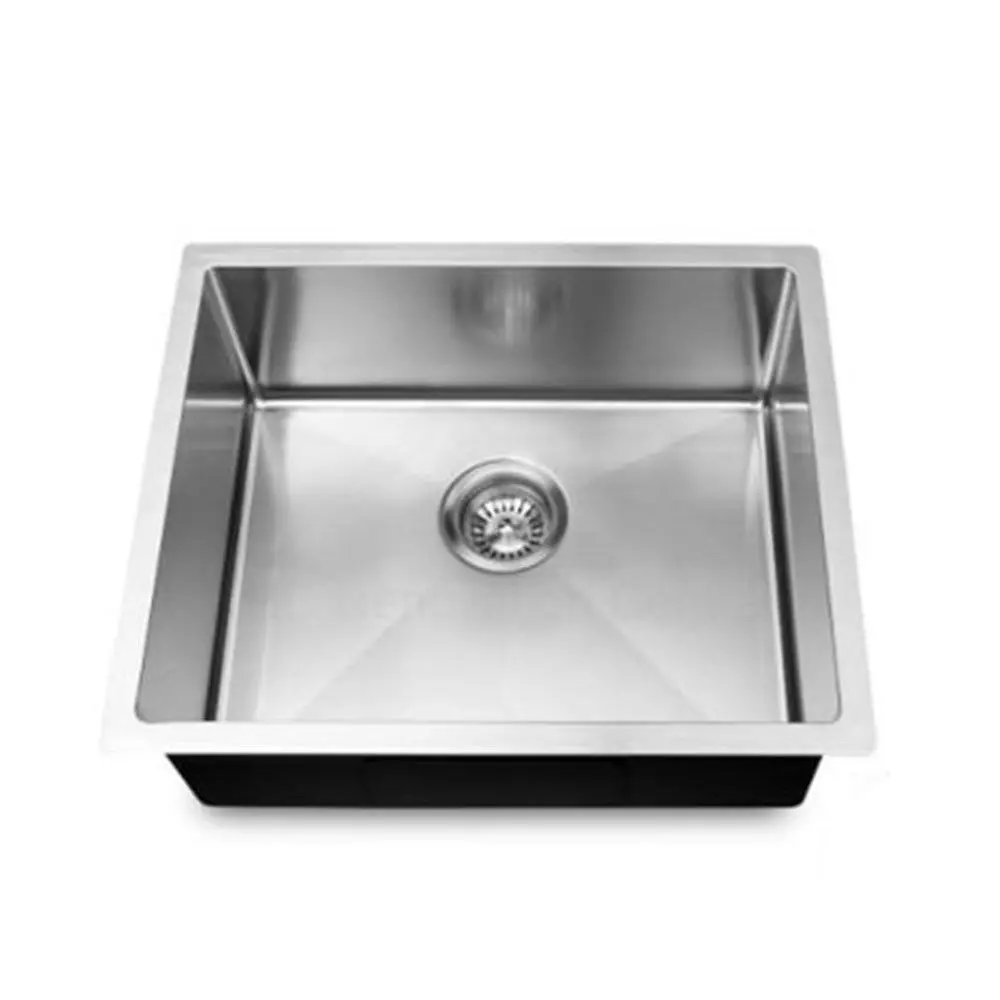 [41513] Round Corner Chrome Stainless Steel Handmade Single Bowl Kitchen Sink 440*440*230mm