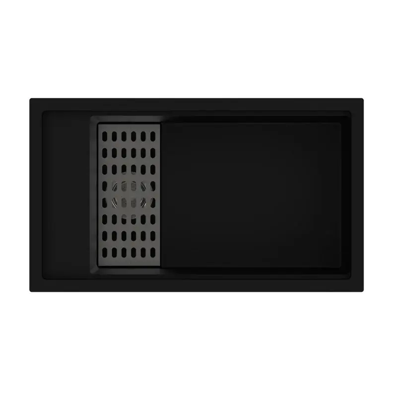 [41584] Black Carysil Harmony SD780 Granite Single Bowl Stone Kitchen Sink 780*460*250mm(With Bottom Grid & Colander)