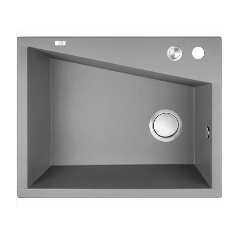[41597] Laveo Grenada Grey Granite Double Bowl Stone Kitchen Sink 470*600*227mm(Including Space Saving Siphon And Click-Clack Plug)