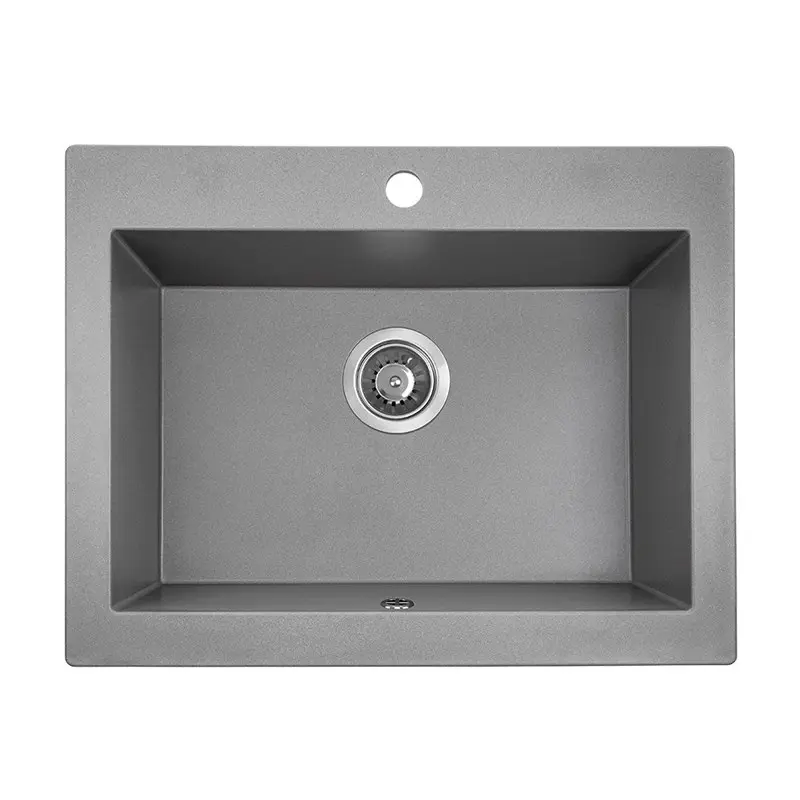 [41599] Laveo Komodo Grey Granite Single Bowl Stone Kitchen Sink 490*580*220mm(Including Space Saving Siphon And Click-Clack Plug)