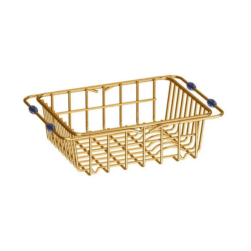 [41618] Flexible Stainless Steel Brushed Brass PVD Coating Sink Basket/Dish Rack